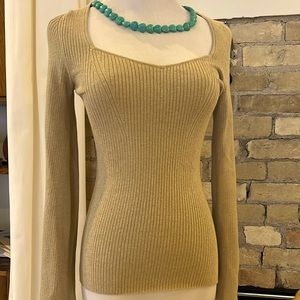Banana Republic Gold Trumpet Sleeve Knit Top